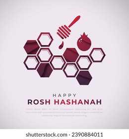 Happy Rosh Hashanah Day Paper cut style Vector Design Illustration for Background, Poster, Banner, Advertising, Greeting Card