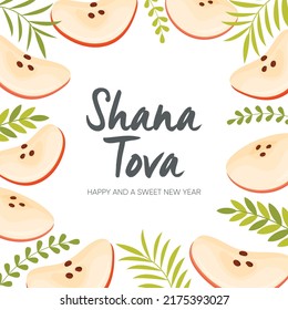 Happy Rosh Hashanah day, Shana Tova greeting card. Vector illustration