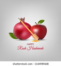 Happy Rosh Hashanah greeting card, poster and template illustration. jewish new year vector illustration.