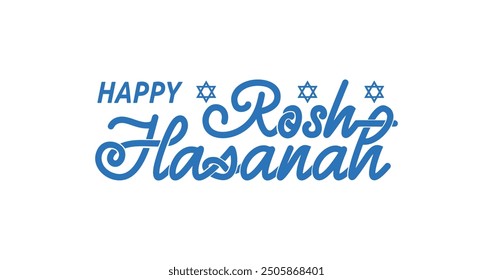 Happy Rosh Hashanah Handwritten brush lettering design. Shana Tova. Happy New Year. Great for cards, invitations, and social media posts. Vector illustration