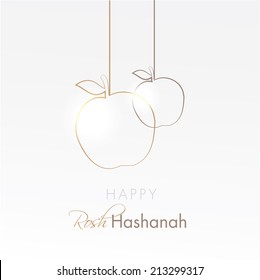 Happy Rosh Hashanah Holiday Card With Hanging Apples