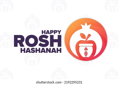 Happy Rosh Hashanah. Holiday concept. Template for background, banner, card, poster with text inscription. Vector EPS10 illustration