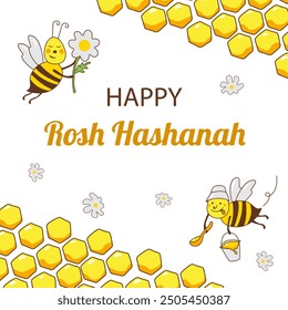 Happy Rosh Hashanah Urlaub. Hintergrund, Banner, Grußkarte mit einer Illustration von Honig.  Jüdisches Neujahr. Vektorgrafik