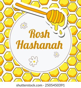 Happy Rosh Hashanah holiday.Background ,banner, greeting card with an illustration of honey.  Jewish New Year. Vector