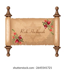 Happy Rosh Hashanah. The illustration is drawn by hand. Handmade. Vector
