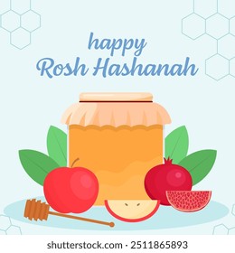 ilustração feliz rosh hashanah em estilo de design plano