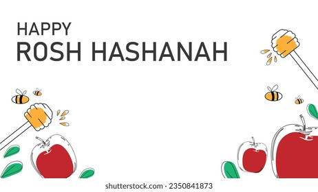 happy rosh hashanah vector background illustration