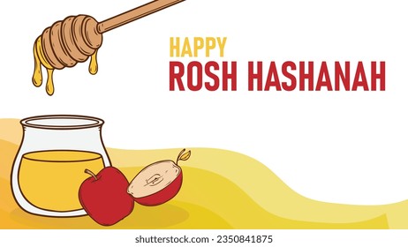 happy rosh hashanah vector background illustration