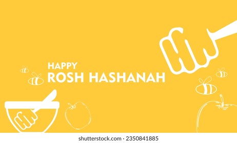 happy rosh hashanah vector background illustration