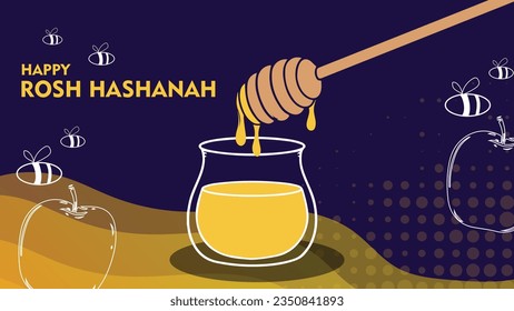 happy rosh hashanah vector background illustration