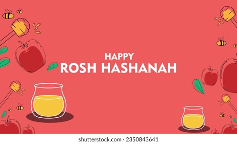 happy rosh hashanah vector background illustration