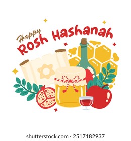 Feliz Hashaná rosh. Ilustração vetorial.