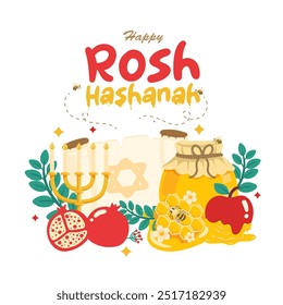 Feliz Hashaná rosh. Ilustração vetorial.