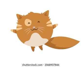 Feliz gato redondo. Mascota divertida al estilo de las caricaturas