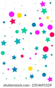 Happy Round Fun Vector White Background. Flying Constellation Postcard. Carnival Splash Texture. Color Dot Festival Backdrop.