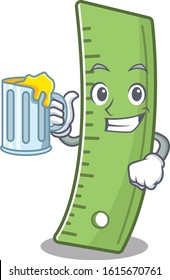 Happy ruler mascot design with a big glass