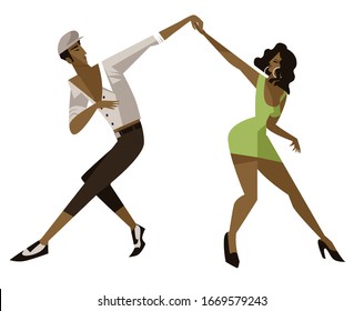 happy rumba salsa dancers couple