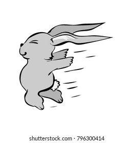 Happy runing cartoon rabbit