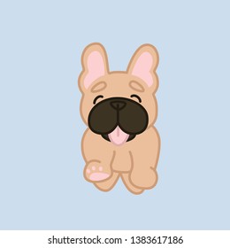 Happy Running Fawn Coat French Bulldog From Front Cartoon Vector Illustration