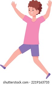 Happy running kid. Joyful active child character isolated on white background