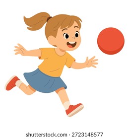 Fröhlich laufender Kid-Vektor, süße Kindfigur-Illustration, verspielte Cartoon-Pose
