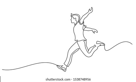 Happy running man. Continuous one line drawing. Vector illustration.