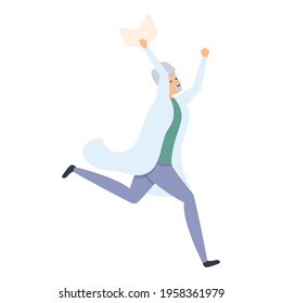 Happy running scientist icon. Cartoon of Happy running scientist vector icon for web design isolated on white background
