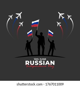 Happy Russia Day. Celebrated annually on June 12 in Russia. Happy national holiday of freedom. Russian flag. Patriotic poster design. Vector illustration