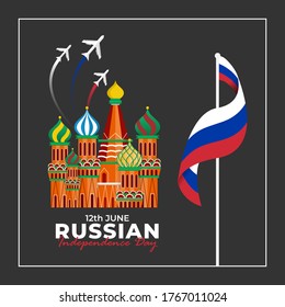 Happy Russia Day. Celebrated annually on June 12 in Russia. Happy national holiday of freedom. Russian flag. Patriotic poster design. Vector illustration