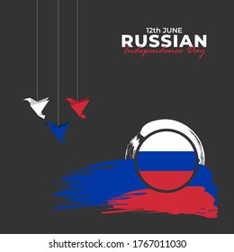 Happy Russia Day. Celebrated annually on June 12 in Russia. Happy national holiday of freedom. Russian flag. Patriotic poster design. Vector illustration
