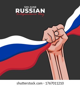 Happy Russia Day. Celebrated annually on June 12 in Russia. Happy national holiday of freedom. Russian flag. Patriotic poster design. Vector illustration