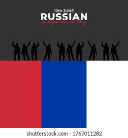 Happy Russia Day. Celebrated annually on June 12 in Russia. Happy national holiday of freedom. Russian flag. Patriotic poster design. Vector illustration
