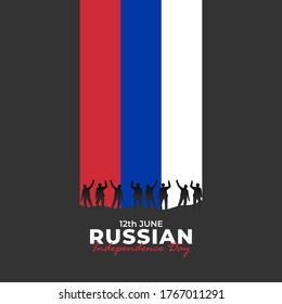 Happy Russia Day. Celebrated annually on June 12 in Russia. Happy national holiday of freedom. Russian flag. Patriotic poster design. Vector illustration