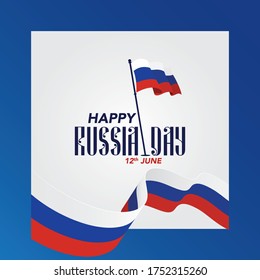 Happy Russia Day celebration background with waving Russian flag vector. 12th June happy Russia day vector illustration.
