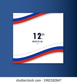 Feliz Día de Rusia con la bandera ondeando ilustración vectorial el 12 de junio.