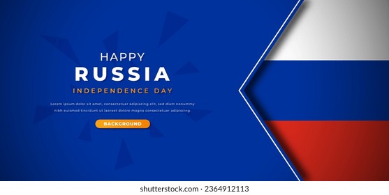 Happy Russia Independence Day Design Paper Cut Shapes Background Illustration for Poster, Banner, Advertising, Greeting Card