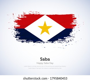 Happy saba day. Abstract flag in shape of paint brush stroke with shiny colored background