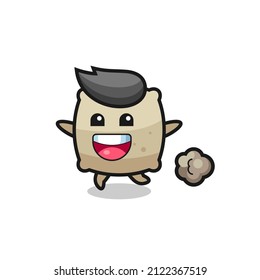 der Happy Sack Cartoon mit laufender Pose, süßes Design für T-Shirt, Aufkleber, Logo-Element