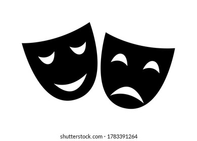 Happy and sad black and white masks