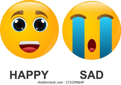 Happy and Sad comparison kids vector illustration design