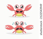 happy and sad crab cartoon vector image