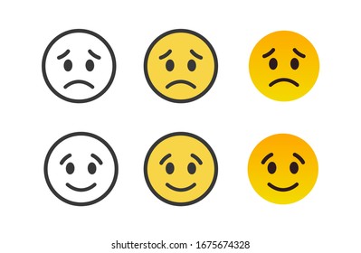 Happy and Sad emoji emotion icon. Good and Bad reaction.