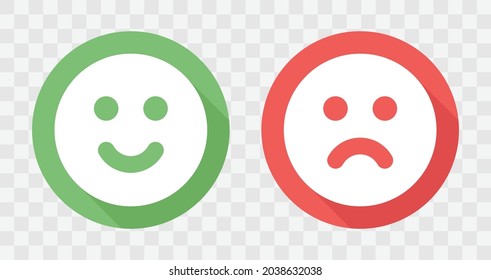 Happy And Sad Emoji Icon Vector Illustration On Transparent Background.