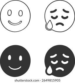 Happy and Sad face emoji icon