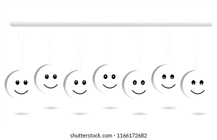Happy and sad face expressions. Vector graphic illustration with a shadow