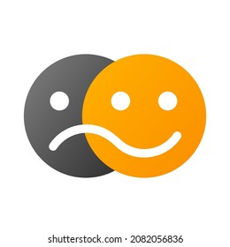 happy and sad face logo emoji design vector llustration icon clipart 