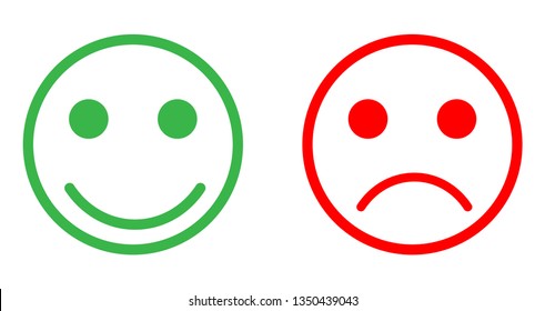 Happy and sad face. Vector icon set.