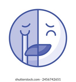 Happy sad feelings emoji icon, ready to use vector design