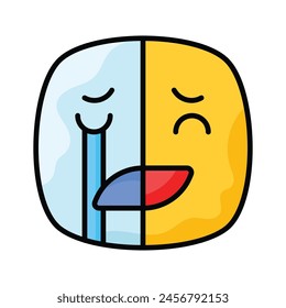 Happy sad feelings emoji icon, ready to use vector design