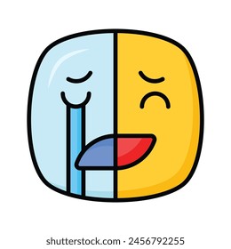 Happy sad feelings emoji icon, ready to use vector design